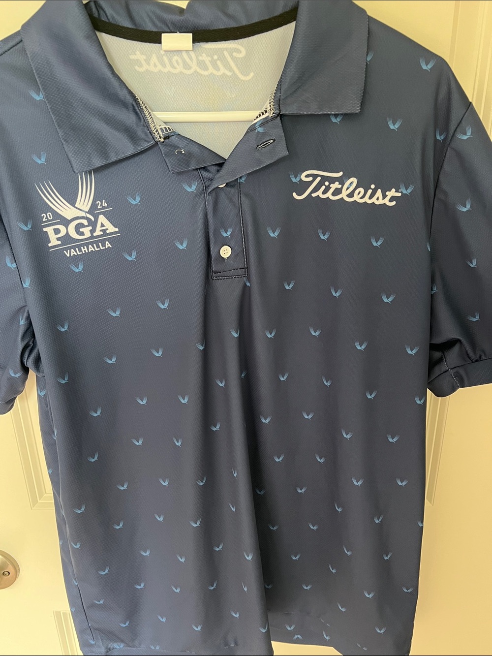 Titleist Men's Navy Polo with Light Blue Motif